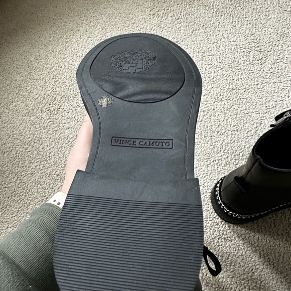 Vince Camuto Branda Black Leather Round Toe Lace Up Combat Boots Size 6.5 - Picture 11 of 11